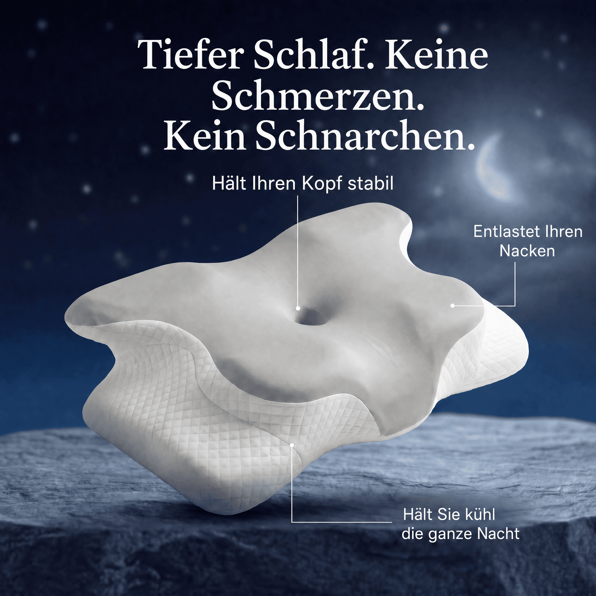 Nahaufnahme der kühlenden Gel-Memory-Foam-Textur und Belüftungskanäle