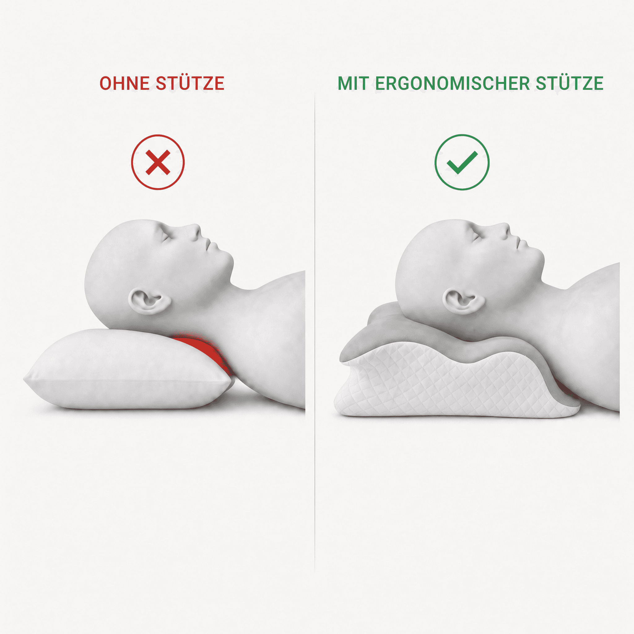 Person schläft auf dem ergonomischen Schmetterlingskissen und zeigt die Nackenausrichtung