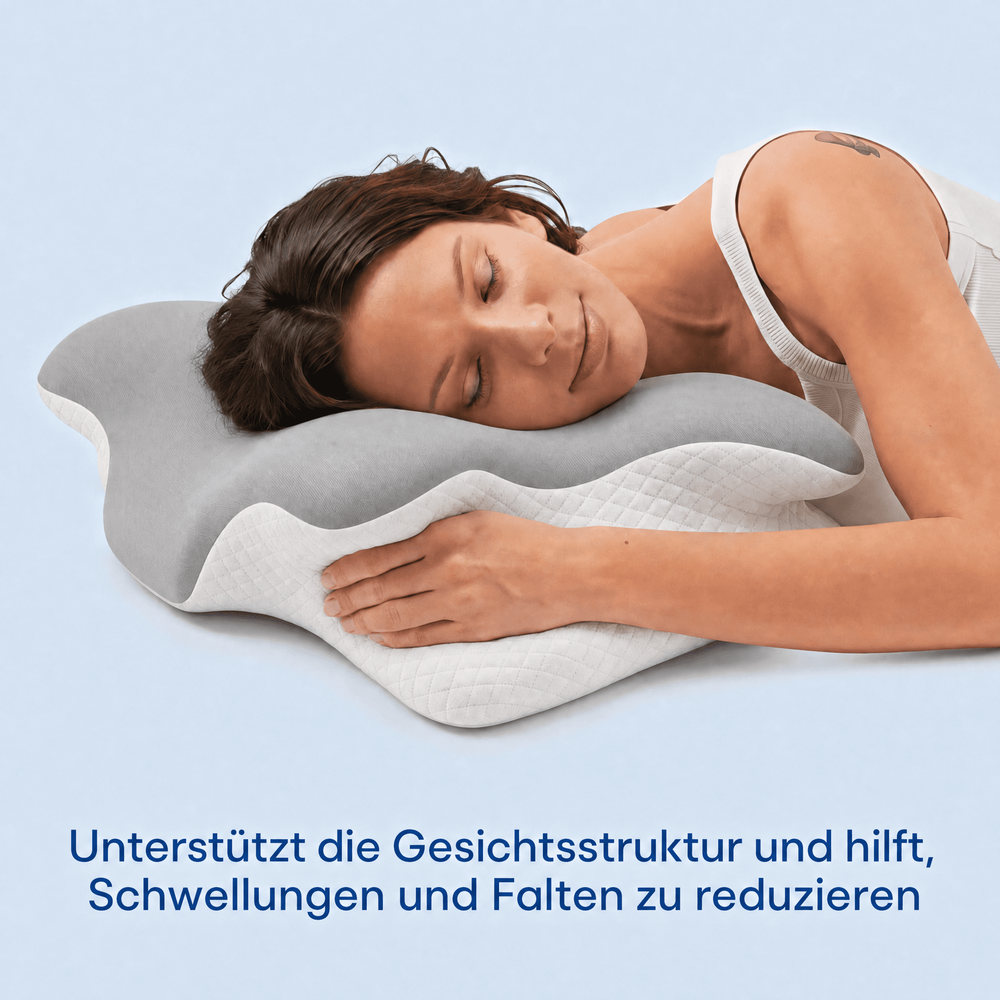 Detailansicht der hypoallergenen Schaumstoffschichten im Kissen