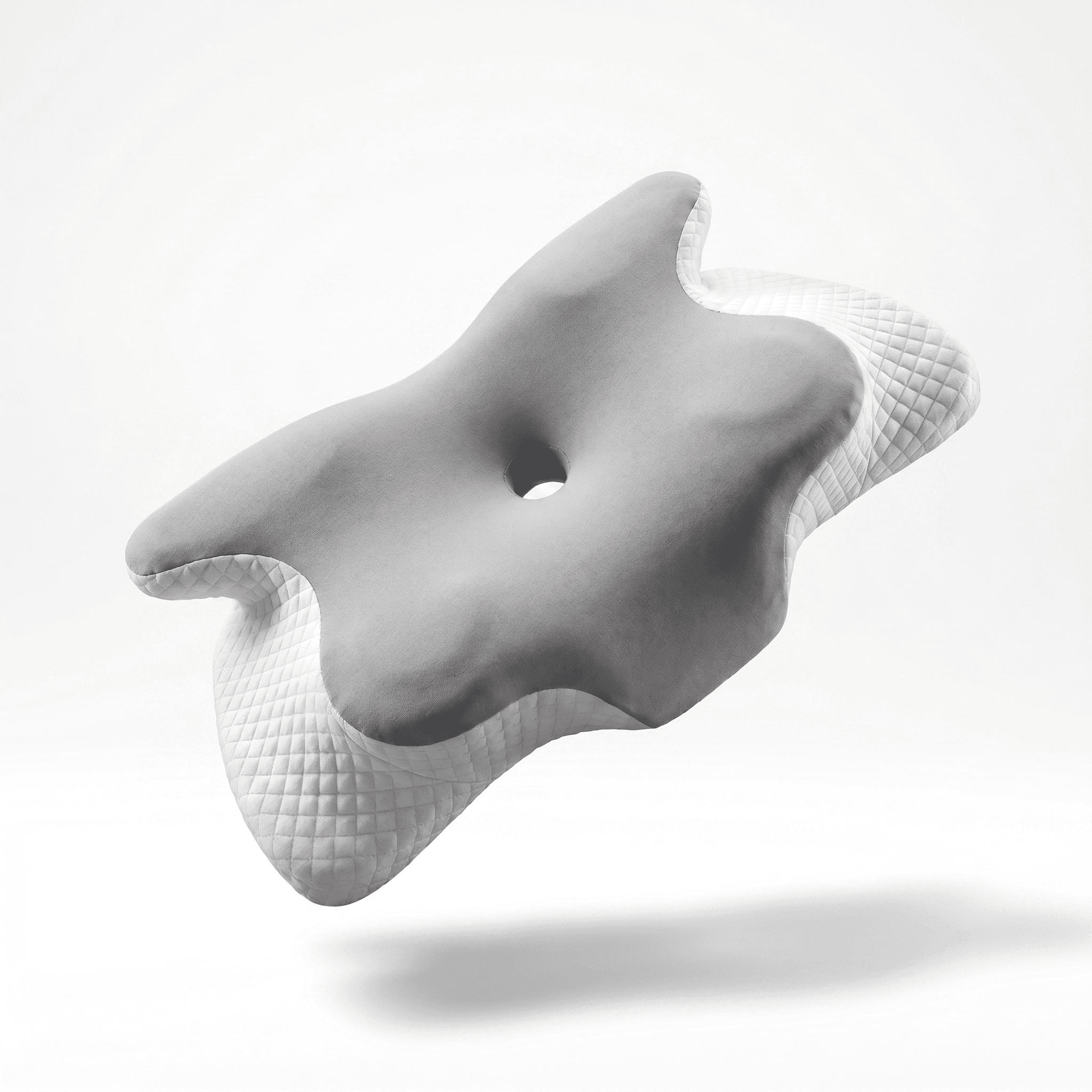 The Sleepr ergonomisches Kissen Frontansicht mit Schmetterlingskonturform