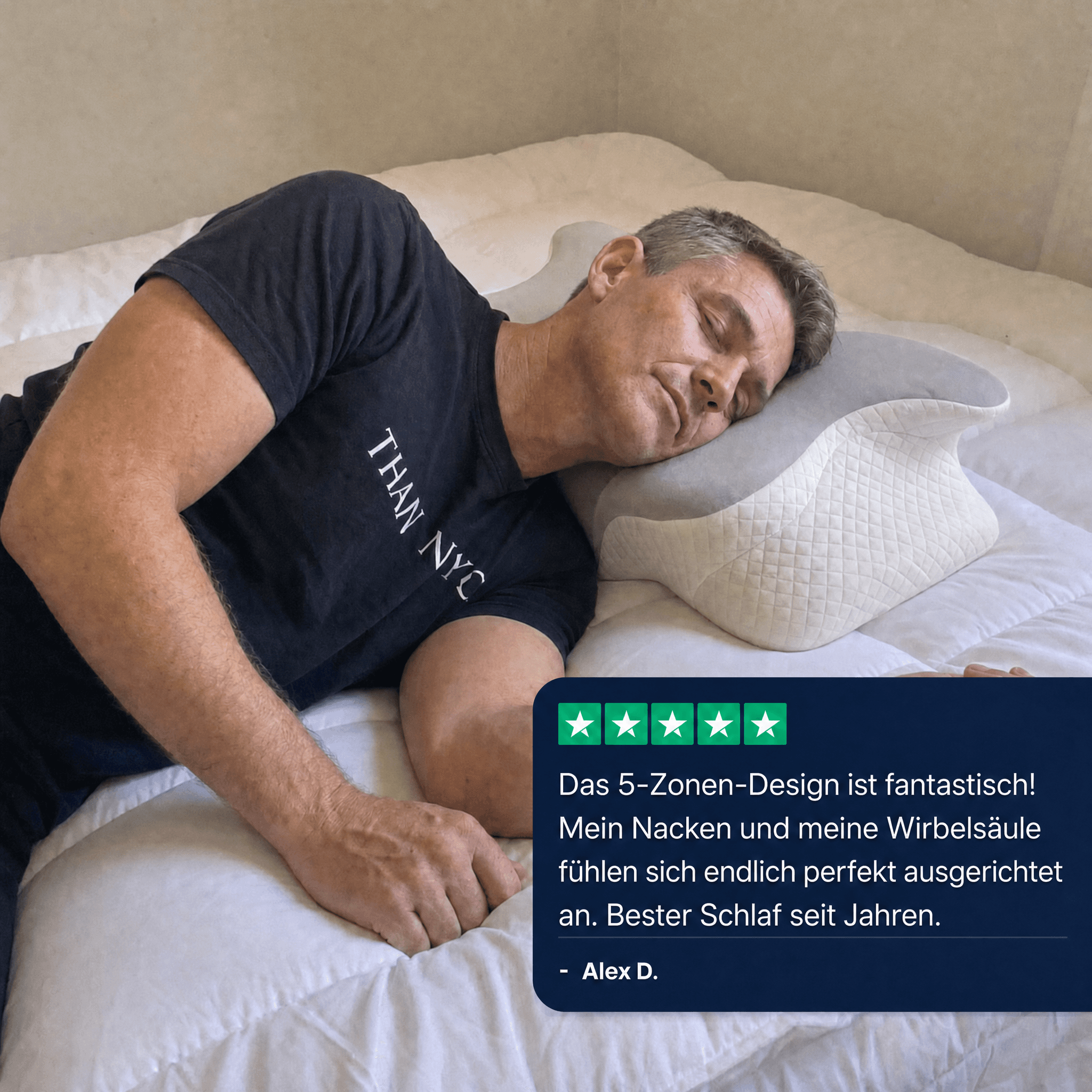 Dickenvergleich zwischen ergonomischem Kissen und Standardkissen